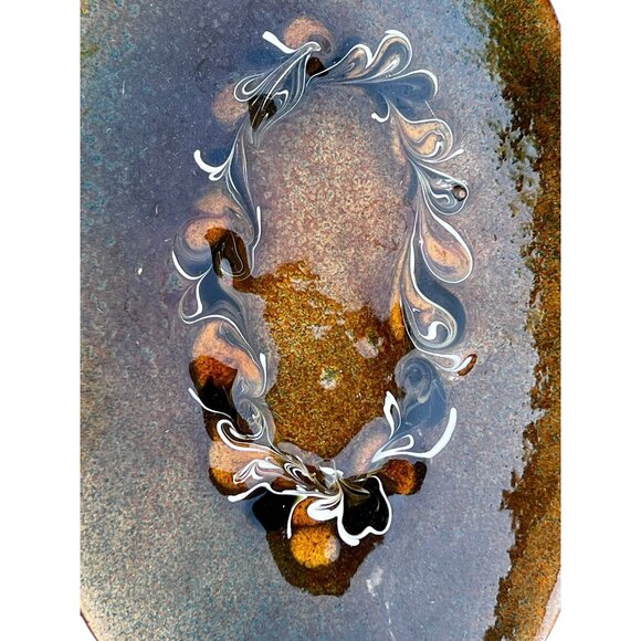 Mid-Century Modern Enamel On Copper Oval Dish By Kuverly 7.5" x 4.5" Decorative - Picture 3 of 9